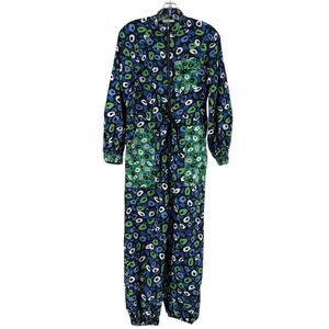 Diane Von Furstenberg Target Jumpsuit Nylon XXS Retro Funky Animal Print Blue
